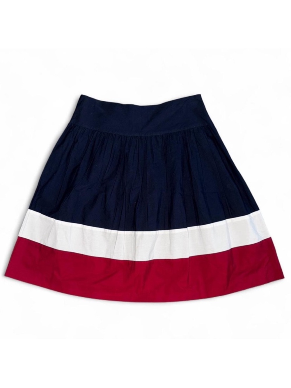 Navy Blue, White & Red Colorblock Mini Skirt